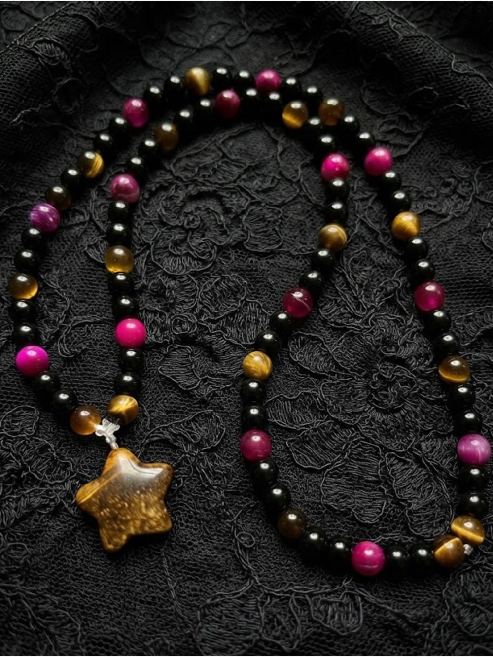 Feral Starlight Necklace (Black Obsidian, Pink Tigers Eye, Brown Tigers Eye)
